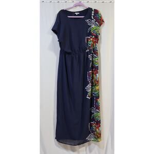 Lace & Mesh Maxi dress Navy and Multicolored Floral Size 1X